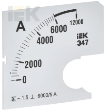 Шкала сменная для амперметра Э47 6000/5А класс точности 1,5 72х72мм IEK