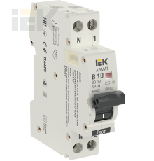 ARMAT Автоматический выключатель дифференциального тока B06S 1P+NP B10 30мА тип AC (18мм) IEK