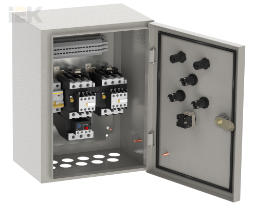 Ящик управления РУСМ5411-3574 реверсивный 1 фидер автоматический выключатель на каждый фидер с переключателем на автоматический режим 32А IP54