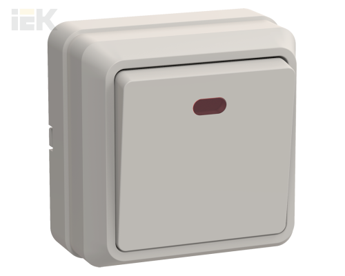 EVO11-K33-10-DC | Выключатель 1-клавишный для открытой установки с индикацией ВС20-1-1-ОКм 10А ОКТАВА кремовый | IEK