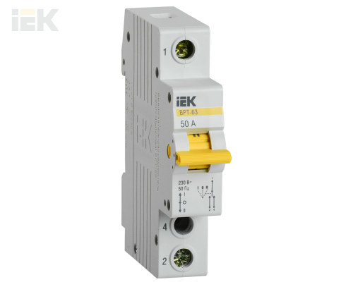 MPR10-1-050 | Выключатель-разъединитель трехпозиционный ВРТ-63 1P 50А | IEK