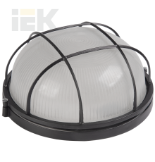 Светильник НПП1102 круг с решеткой 100Вт IP54 черный IEK