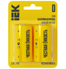 Батарейка щелочная Alkaline LR20/D (2шт/блистер) IEK