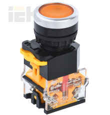 Кнопка управления D8-11T d=22мм 1з+1р с фиксацией желтая IEK