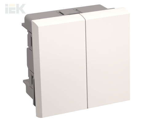 CKK-40D-PD2-K01 | Выключатель проходной (переключатель) двухклавишный ВК4-22-00-П (на 2 модуля) ПРАЙМЕР белый | IEK