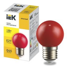LIGHTING Лампа светодиодная декоративная G45 шар 1Вт 230В красный E27 IEK