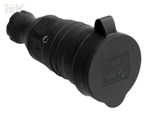 PKR21-016-2-K02 | Розетка переносная РБп13-1-0м с защитной крышкой IP44 ОМЕГА каучук | IEK