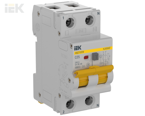 KARAT Автоматический выключатель дифференциального тока АВДТ32EM 1P+N C25 30мА тип A IEK