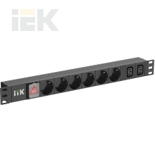 ITK PDU 6 розеток немецкий стандарт + 2 С13 c LED выключателем 1U вход С14 без кабеля алюминиевый профиль