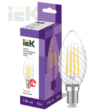 Лампа светодиодная CT35 свеча витая прозрачная 7Вт 230В 3000К E14 серия 360° IEK