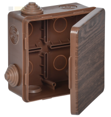 Коробка распаячная КМ для открытой проводки с откидной крышкой 100х100х50мм IP54 8 гермовводов дуб IEK