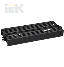 ITK by ZPAS Органайзер кабельный пластиковый с крышкой двойной 19 1U 12+12 слотов черный