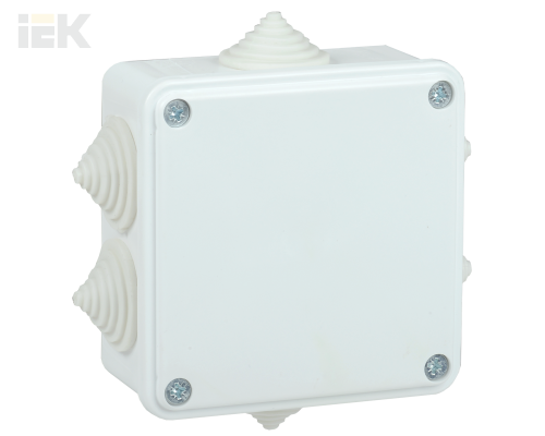UKO11-100-100-045-K01-44 | Коробка распаячная КМ для открытой проводки 100х100х45мм IP44 6 вводов белая | IEK