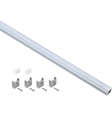 Профиль алюминиевый для светодиодной ленты 1712 накладной прямоугольный 2м с комплектом аксессуаров (опал) IEK