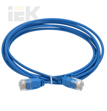 ITK Коммутационный шнур (патч-корд) кат.5E UTP LSZH 1,5м slim колпачок с язычком синий