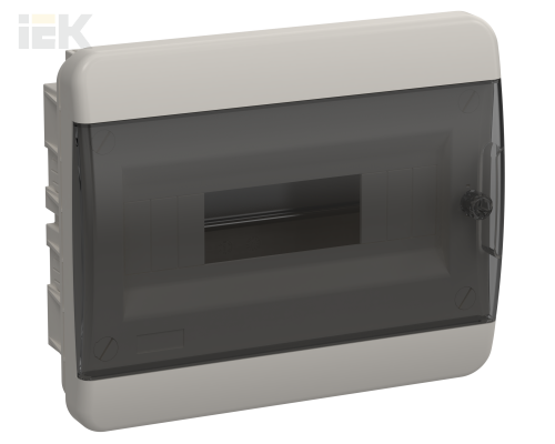 TEKFOR Корпус пластиковый ЩРВ-П-12 IP41 черная прозрачная дверь IEK