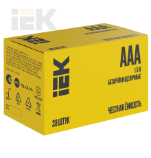 Батарейка щелочная Alkaline LR03/AAA (28/бокс) IEK
