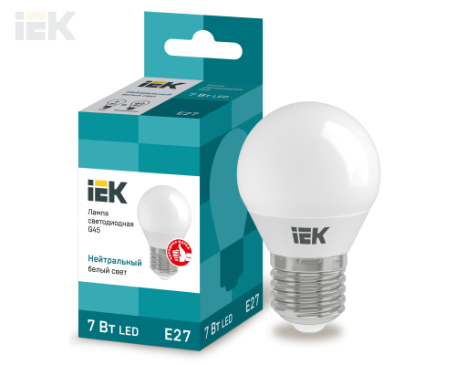 LLE-G45-7-230-40-E27 | Лампа светодиодная G45 шар 7Вт 230В 4000К E27 | IEK