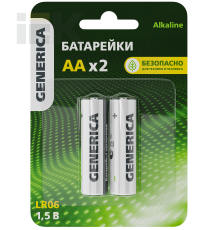 Батарейка щелочная Alkaline LR06/AA (2шт/блистер) GENERICA