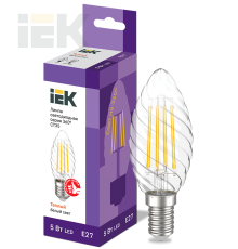 Лампа светодиодная CT35 свеча витая прозрачная 5Вт 230В 3000К E27 серия 360° IEK