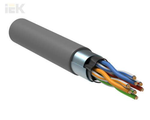 ITK Витая пара F/UTP кат. 5E 4х2х24AWG solid LSZH нг(А)-HF серый (305м) РФ