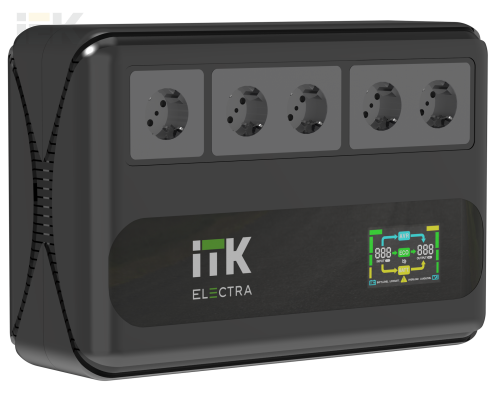 ITK ELECTRA LT5 ИБП Линейно-интерактивный 1кВА/0,6кВт однофазный с LCD дисплеем с АКБ 1х9AH 5 розеток Schuko