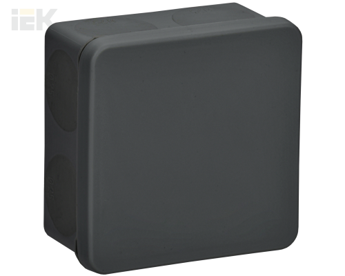 Коробка распаячная двухкомпонентная КМ42435 для открытой проводки безгалогенная (HF) 80х80х40мм IP67 8 вводов черная