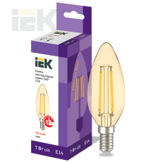 Лампа светодиодная C35 свеча золото 7Вт 230В 2700К E14 серия 360° IEK