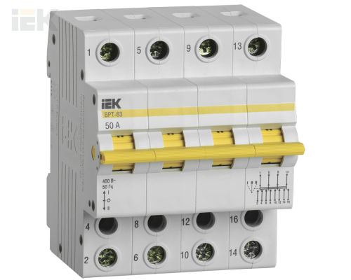 MPR10-4-050 | Выключатель-разъединитель трехпозиционный ВРТ-63 4P 50А | IEK