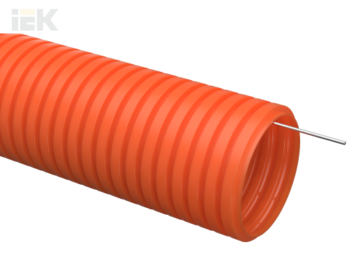 CTG21-40-K09-015 | Труба гофрированная ПНД d=40мм с зондом оранжевая тяжелая (15м) | IEK