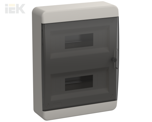 TEKFOR Корпус пластиковый ЩРН-П-24 IP41 черная прозрачная дверь IEK
