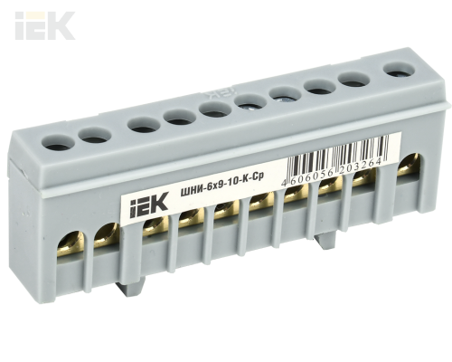 YNN10-69-10KD-K02 | Шина L фаза в корпусном изоляторе на DIN-рейку ШНИ-6х9-10-К-Ср | IEK