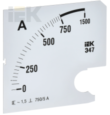 Шкала сменная для амперметра Э47 750/5А класс точности 1,5 96х96мм IEK