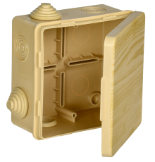Коробка распаячная КМ для открытой проводки с откидной крышкой 100х100х50мм IP54 8 гермовводов сосна IEK