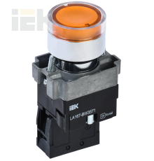 Кнопка управления LA167-BW3571 d=22мм RC 1з с подсветкой желтая IEK