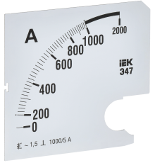 Шкала сменная для амперметра Э47 1000/5А класс точности 1,5 96х96мм IEK