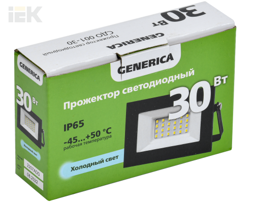 LPDO501-030-65-K02-G | Прожектор LED СДО 001-30 6500К IP65 черный | GENERICA