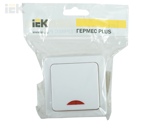 EVMP11-K01-10-54-EC | Выключатель 1-клавишный для открытой установки с индикацией ВС20-1-1-ГПБ IP54 ГЕРМЕС PLUS (цвет клавиши: белый) | IEK