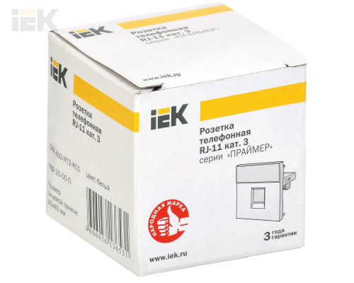CKK-40D-RT2-K01 | Розетка телефонная РКФ-20-00-П RJ-11 кат.3 (на 2 модуля) ПРАЙМЕР белая | IEK