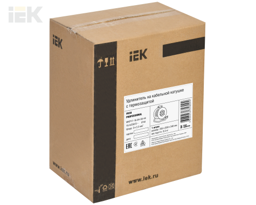 WKP17-16-04-30-44 | Катушка УК30 на мет. с термозащитой 4 места 2P+PE/30м КГ 3х2,5мм2 IP44 PROFESSIONAL | IEK
