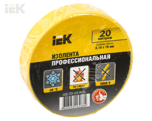 UIZ-20-10-K05 | Изолента 0,18х19мм желтая 20м | IEK