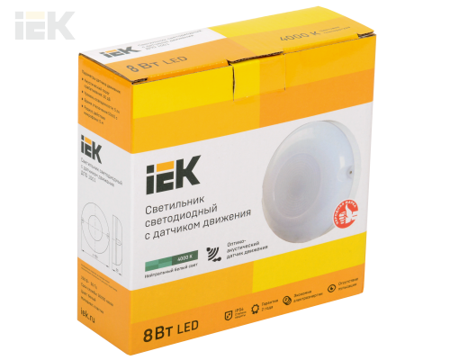 LDPO3-1001-008-4000-K01 | Светильник светодиодный ДПО 1001 8Вт 4000K IP54 с акустическим датчиком | IEK